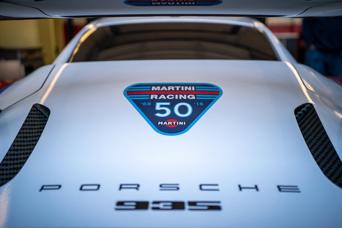 White Porsche 935 with Martini Racing 50th anniversary livery. Carbon fiber accents.