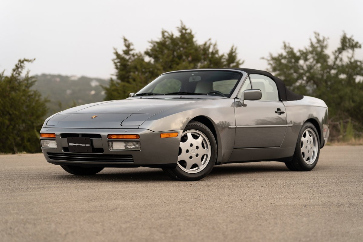 1990 Porsche 944 S2 Cabriolet in Titanium Metallic with classic turbine rims.