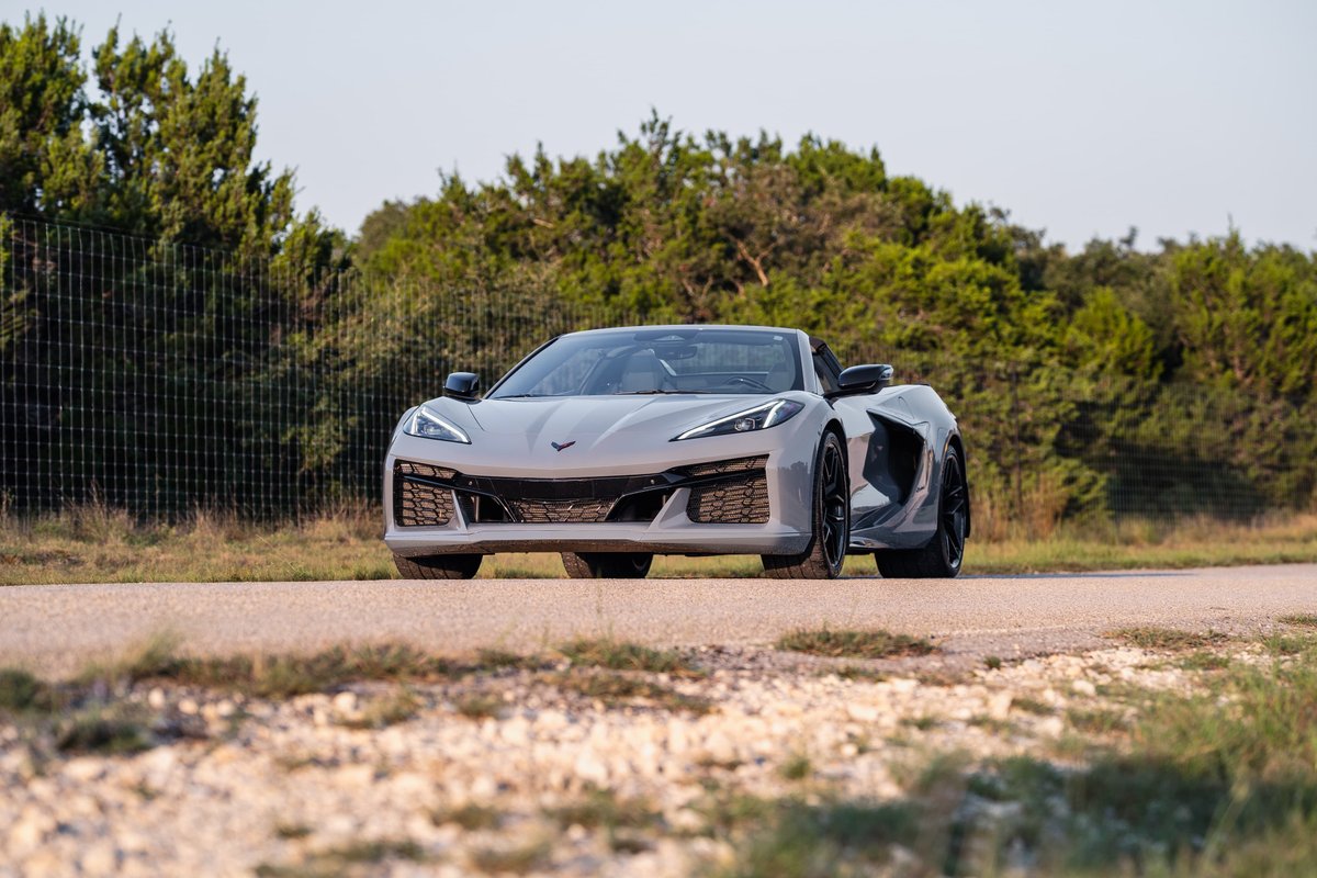 2025 Chevrolet Corvette Z06 in Sea Wolf Gray with black rims and trim.