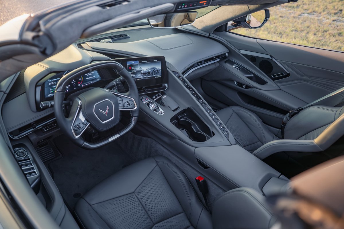 2025 Chevrolet Corvette Z06 convertible interior in Sea Wolf Gray.