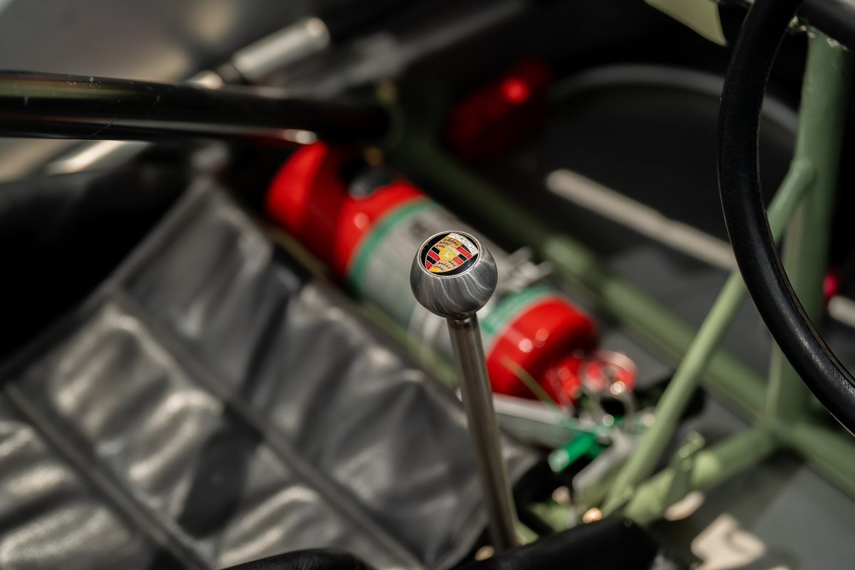 1964 Elva Porsche 4-Cam gear shift with Porsche crest.