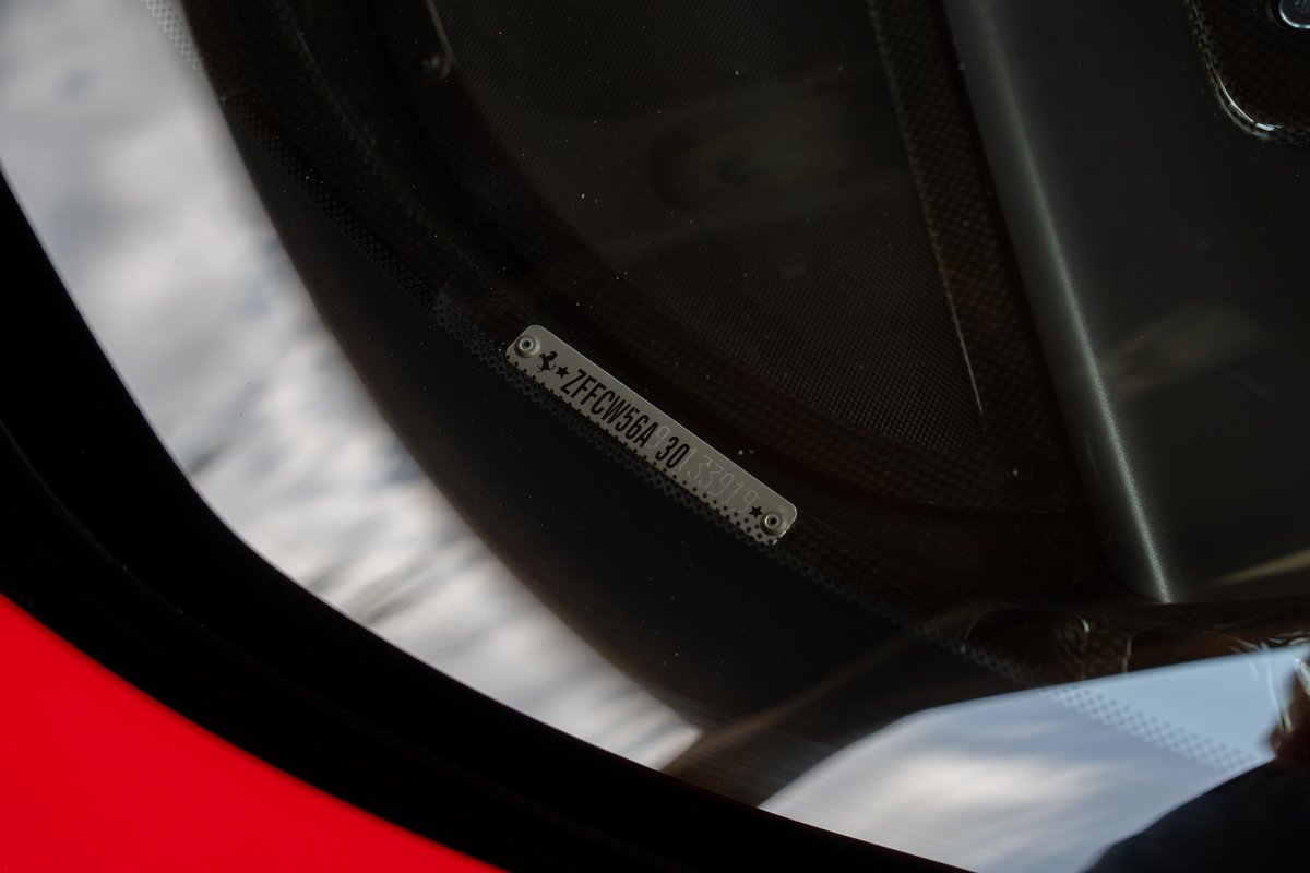 2003 Ferrari Enzo VIN plate in Rosso Corsa.