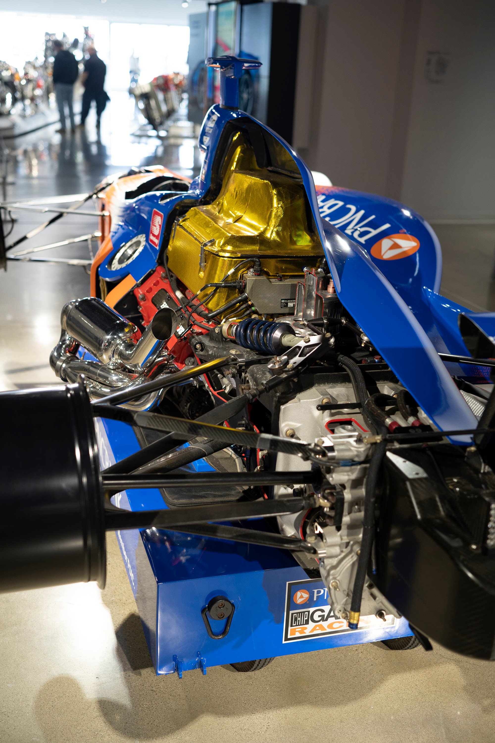 A disassembled Honda powered Indy car.