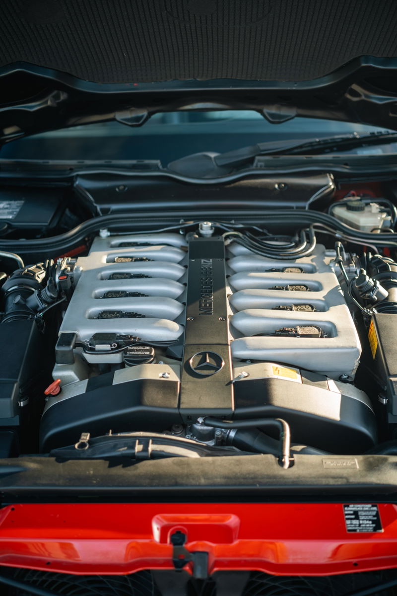 2001 Mercedes-Benz SL600 V12 engine in Magna Red coupe.
