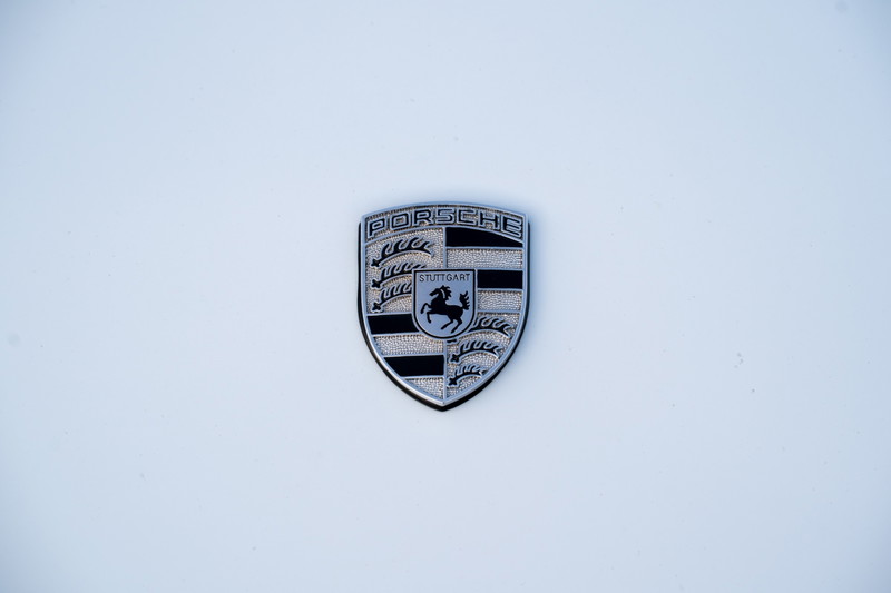 1997 Porsche 911 (993) C4S glacier white hood emblem.
