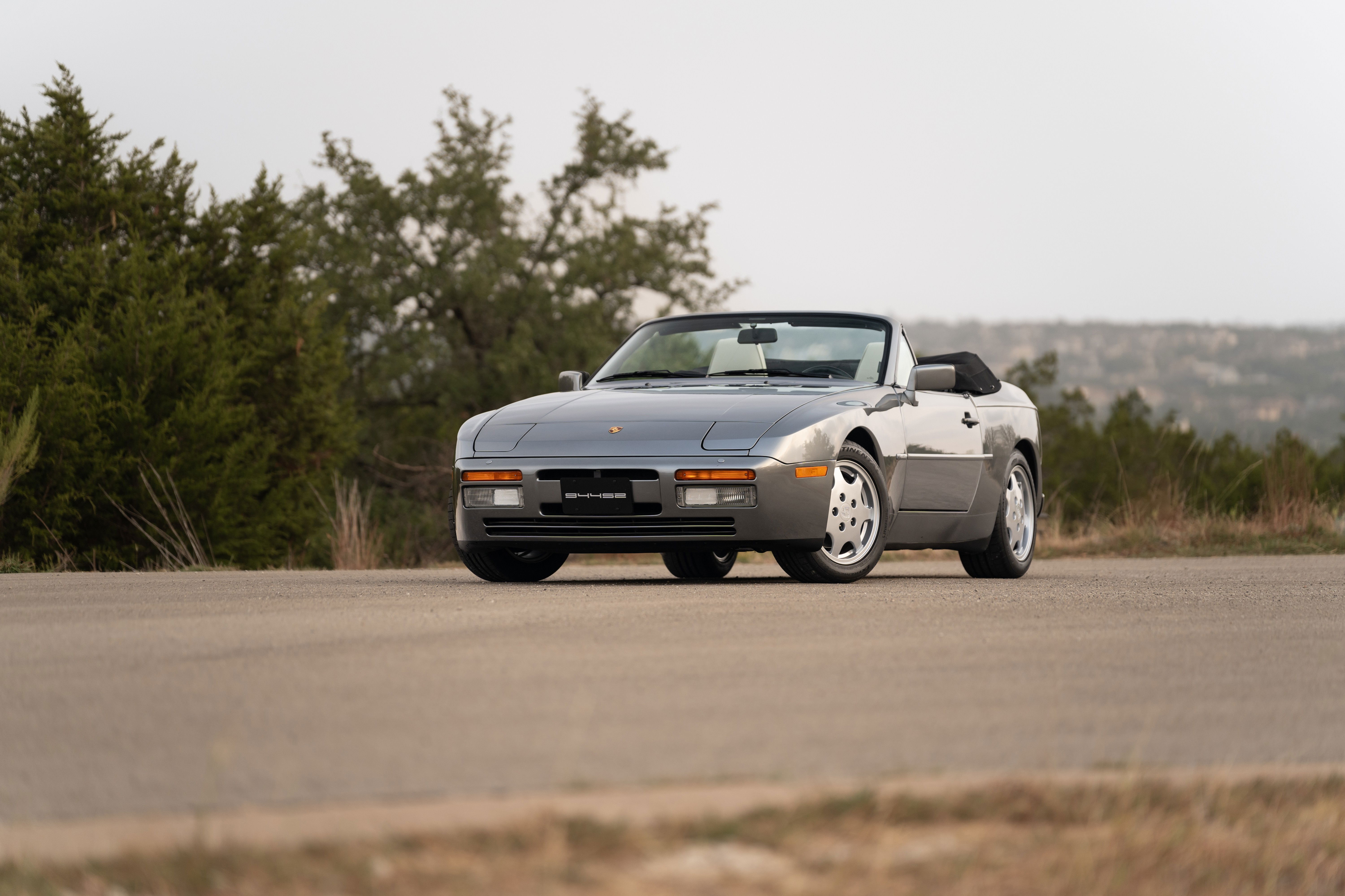 1990 Porsche 944 S2 Cabriolet in Titanium Metallic, front view.