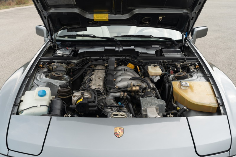 1990 Porsche 944 S2 Cabriolet engine bay in Titanium Metallic.