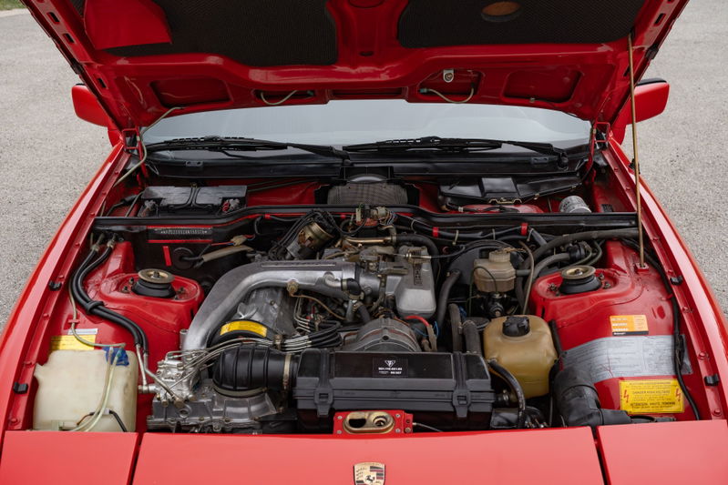 1981 Porsche 924 Turbo engine bay in Guards Red.