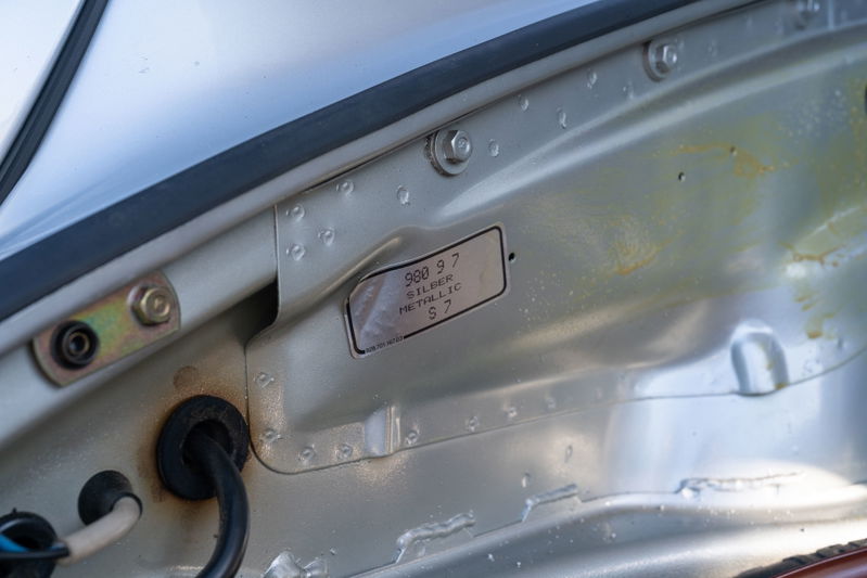 1987 Porsche 911 Carrera G50 in Silver Metallic paint code 97. VIN plate shown.
