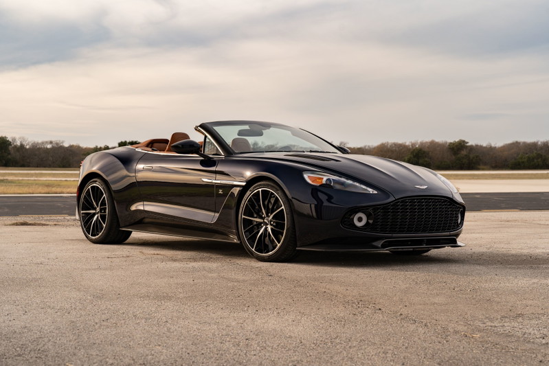 2018 Aston Martin Vanquish Zagato Volante in Orient Blue, tan interior, black rims