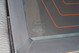 Close up of the Masai branded, tempered rear window of a white 1995 Land Rover Range Rover County.