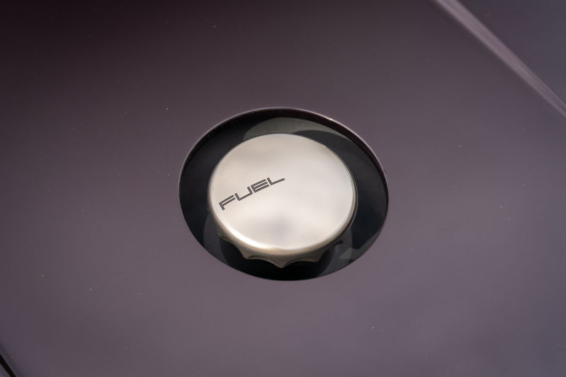 Aubergine Metallic 1990 Singer Porsche 911 fuel filler cap.