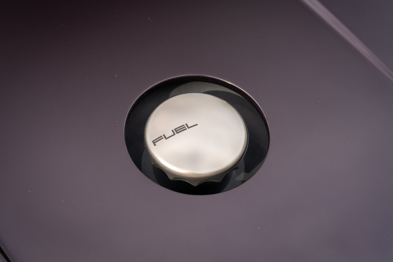 Aubergine Metallic 1990 Singer Porsche 911 fuel filler cap.