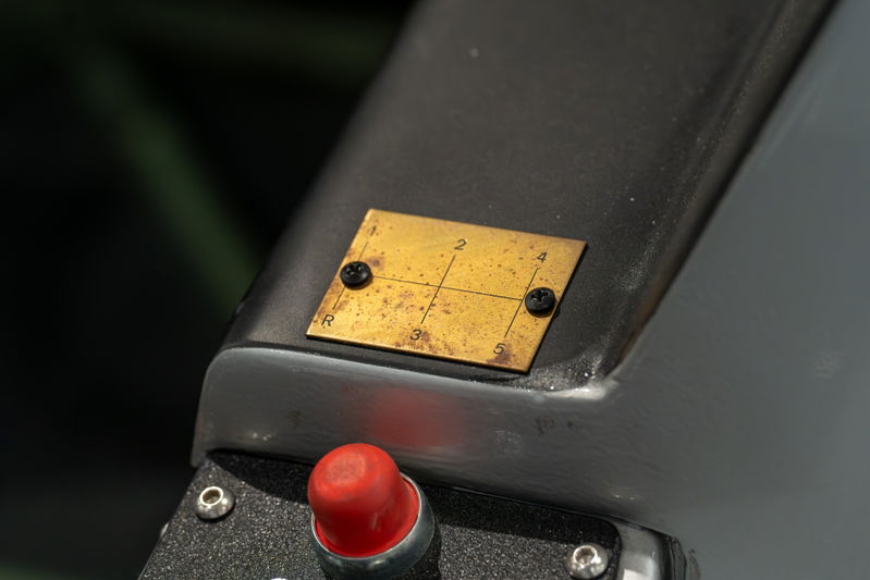 1964 Elva Porsche 4-Cam with brass instrument plate and red button.